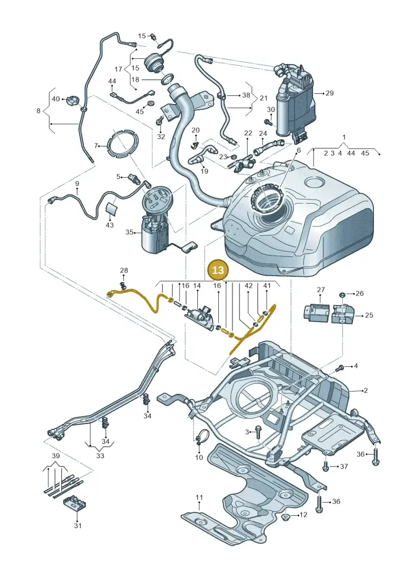 5Q0201607H — Volkswagen Golf 2.0 BlueMotion (2019-2024) diagram 5h0201050, position 13