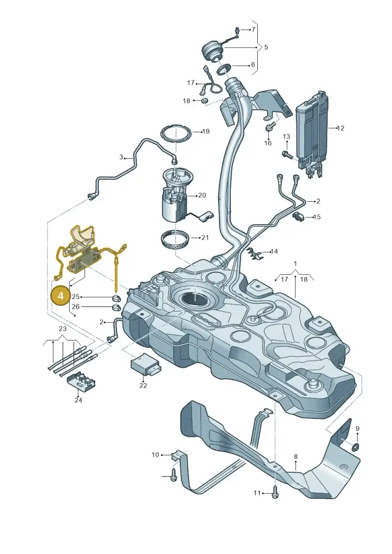 5Q0201607J — Volkswagen T-Roc BlueMotion (2017-2024) diagram 813201400, position 4
