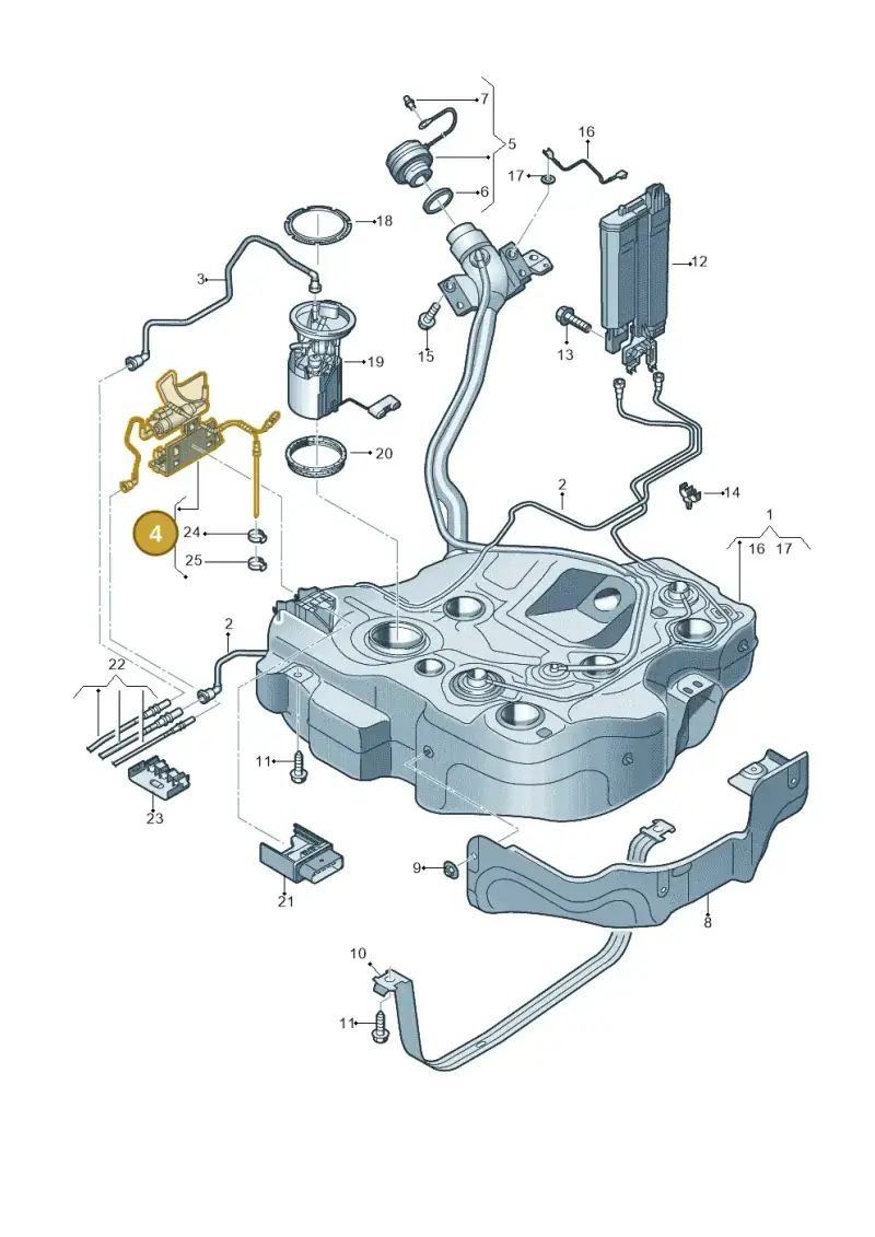 5Q0201607K — Volkswagen Golf 2.0 (2016-2020) diagram 746201350, position 4