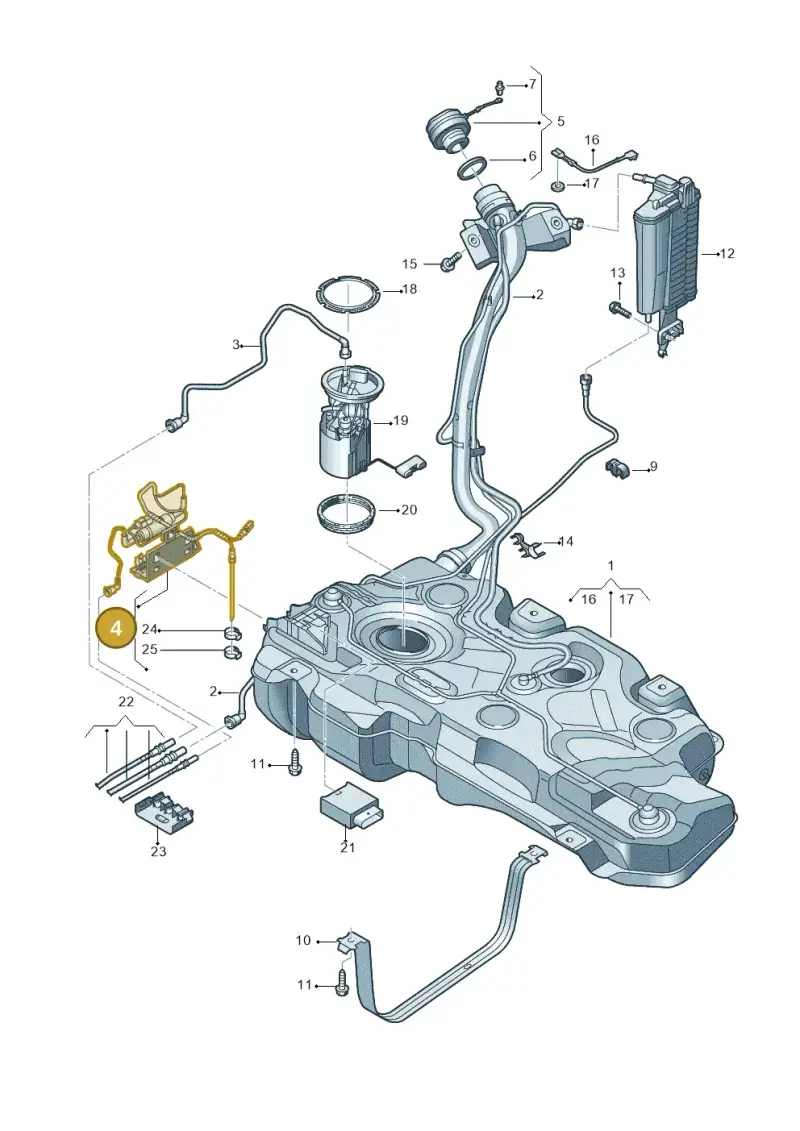 5Q0201607K — Volkswagen Golf 2.0 BlueMotion (2019-2024) diagram 827201032, position 4