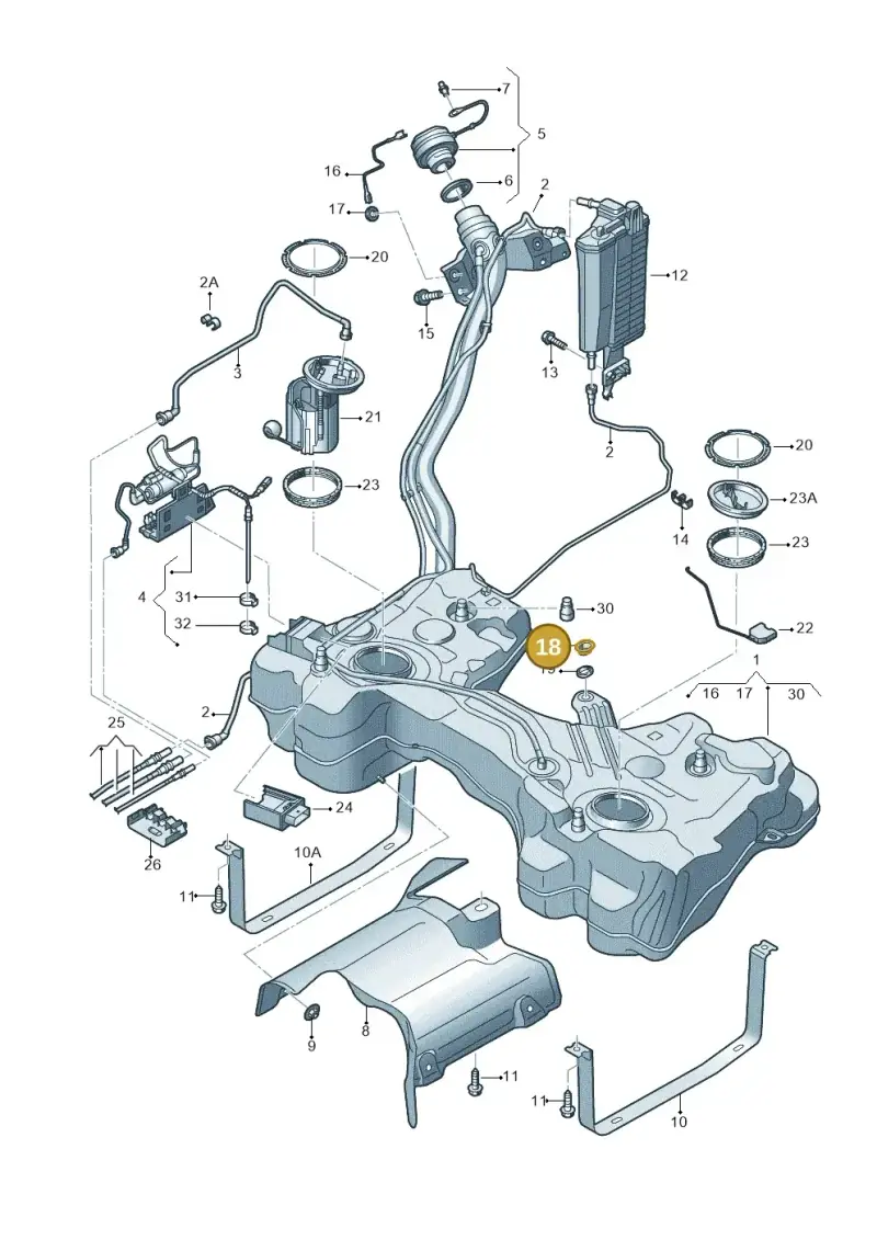 5Q0201693 — Volkswagen Golf 2.0 BlueMotion (2019-2024) diagram 5h0201042, position 18