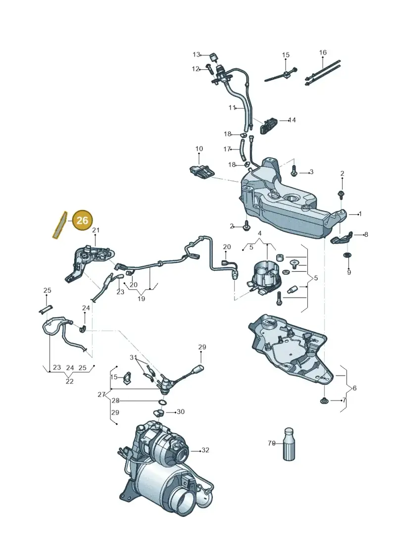 5Q0201738 — Volkswagen Golf 1.4 BlueMotion (2014-2017) diagram 781253071, position 26