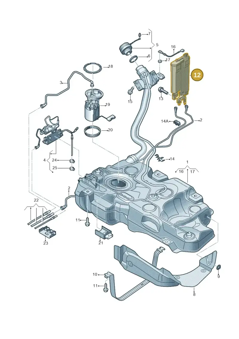 5Q0201801 — Volkswagen Golf 2.0 BlueMotion (2019-2024) diagram 746201300, position 12
