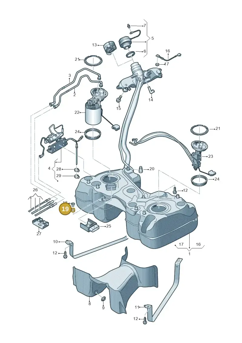 5Q0201840 — Volkswagen Tiguan 2.0 (2023-) diagram 884201650, position 19