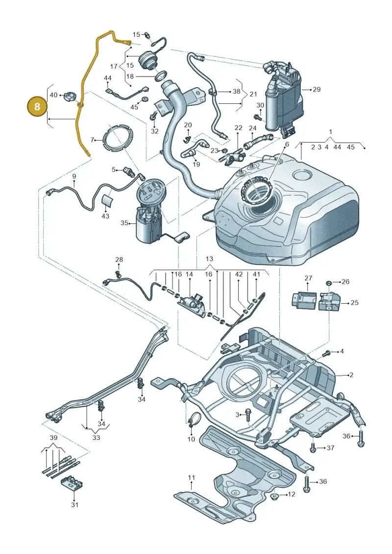 5Q0201931M — Volkswagen Golf 2.0 BlueMotion (2019-2024) diagram 5h0201050, position 8