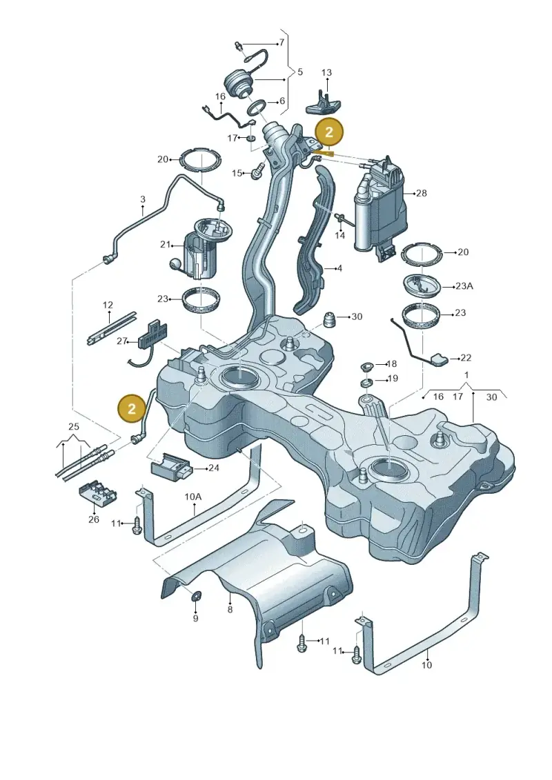 5Q0201931R — Volkswagen Golf 2.0 (2016-2020) diagram 746201470, position 2