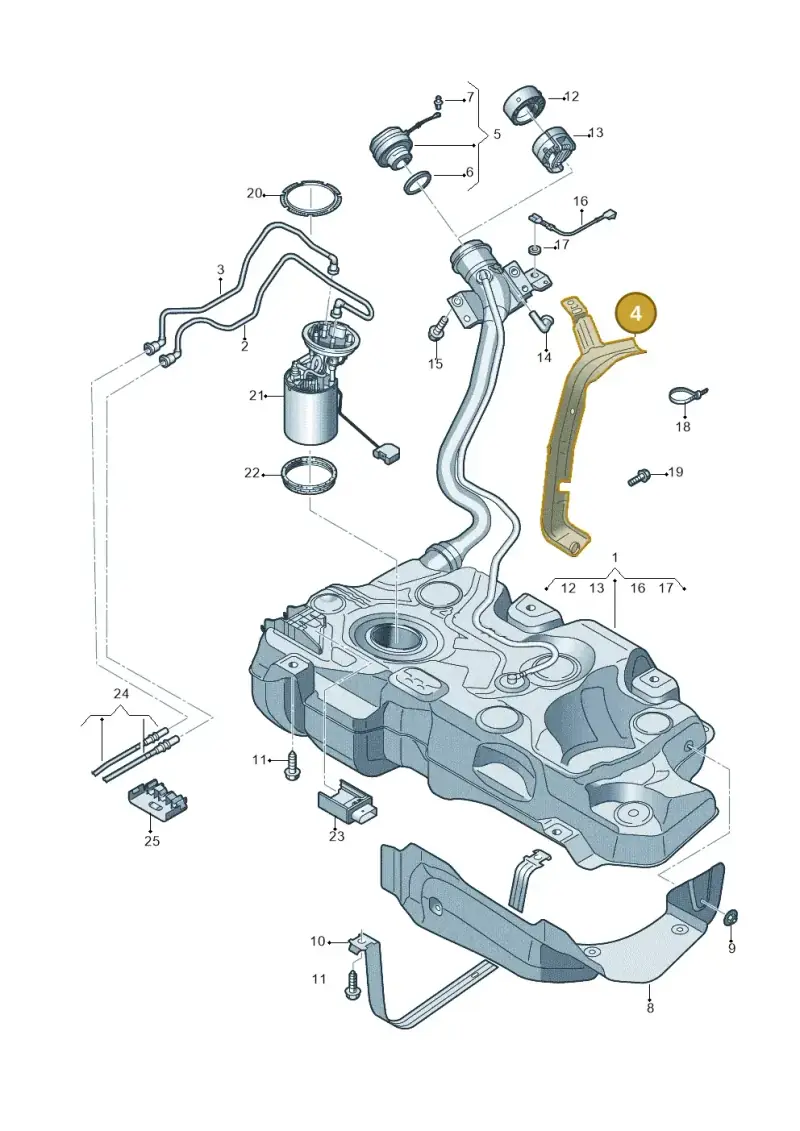 5Q0201974 — Volkswagen Golf 1.4 BlueMotion (2014-2017) diagram 781201600, position 4