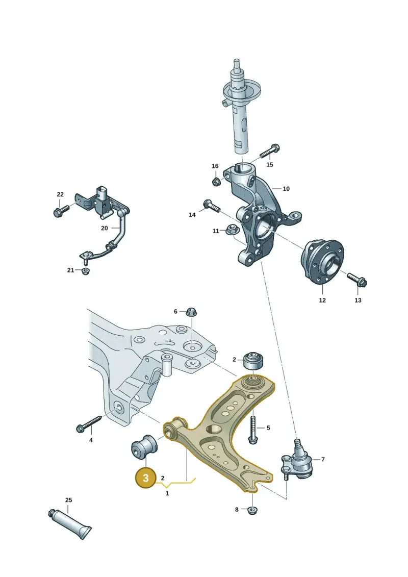 5Q0407182 — Volkswagen T-Roc convertible 1.5 (2019-2024) diagram 2ka407000, position 3