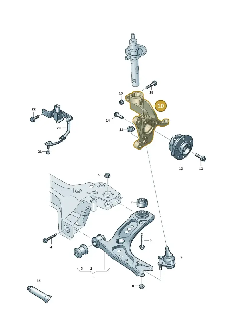 5Q0407256S — Volkswagen T-Roc convertible 1.5 (2019-2024) diagram 2ka407000, position 10