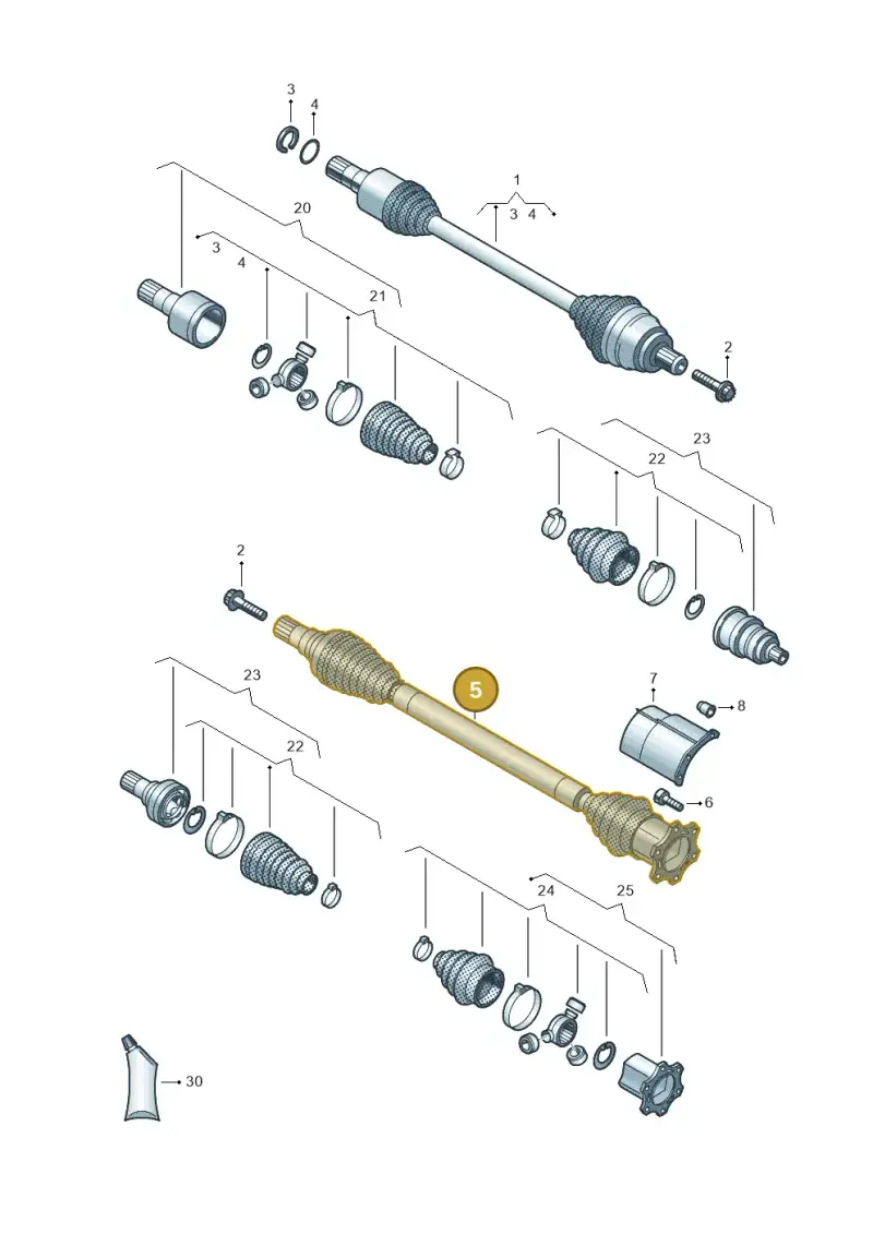 5Q0407272EP — Volkswagen Golf 2.0 BlueMotion (2019-2024) diagram 5h0407485, position 5