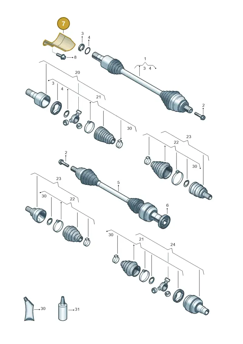 5Q0407720B — Volkswagen Tiguan 2.0 4Motion (2017-2024) diagram 884407700, position 7