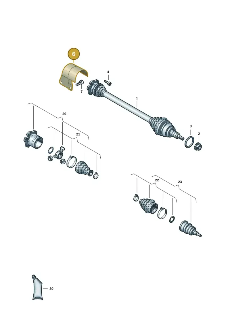 5Q0407721D — Volkswagen Taigo (2021-2024) diagram 2f0407422, position 6