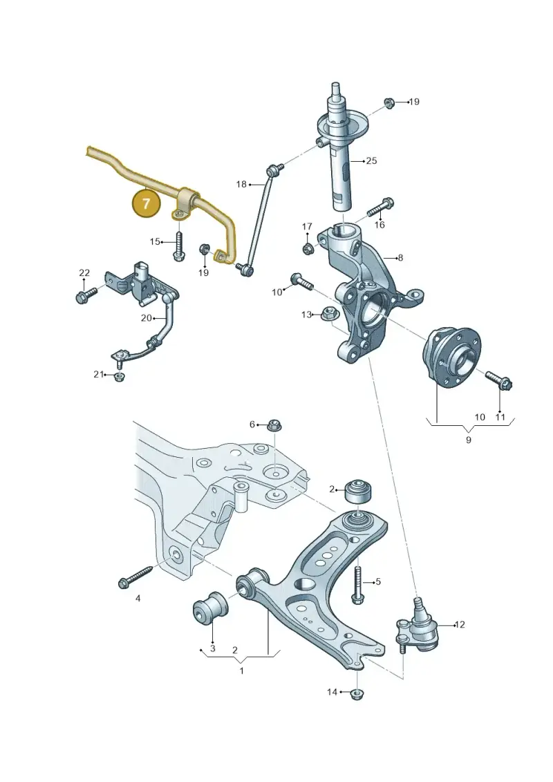5Q0411303M — Volkswagen Golf 2.0 (2016-2020) diagram 746407000, position 7
