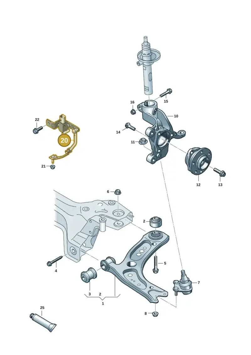 5Q0412522C — Volkswagen T-Roc convertible 1.5 (2019-2024) diagram 2ka407000, position 20