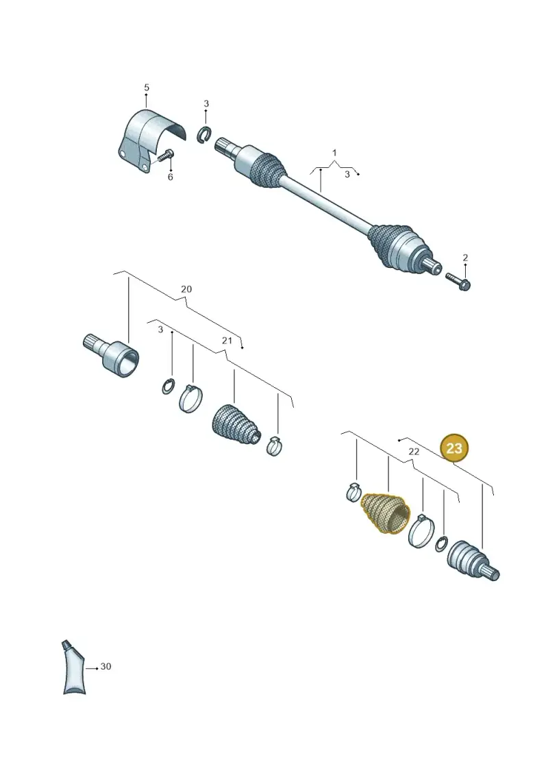 5Q0498099D — Volkswagen Golf 2.0 BlueMotion (2019-2024) diagram 813407095, position 23