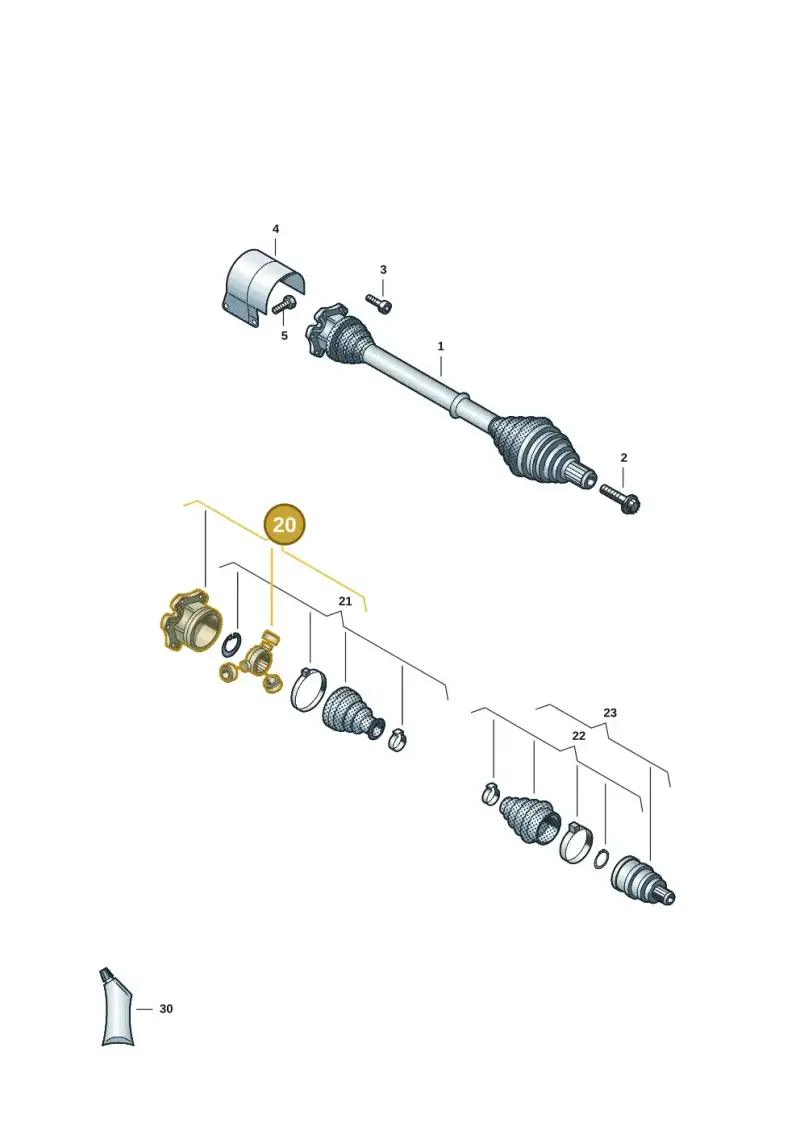 5Q0498103F — Volkswagen Golf 2.0 BlueMotion (2019-2024) diagram 5h0407030, position 20