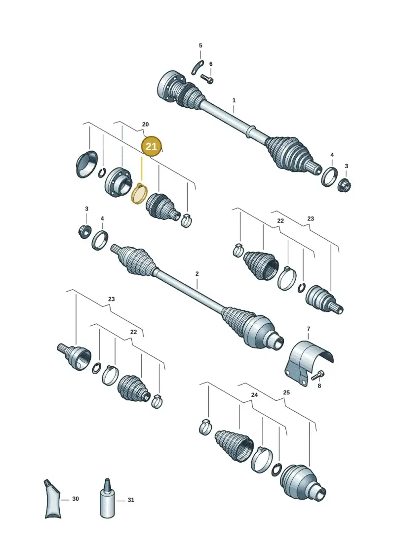 5Q0498201J — Volkswagen Taigo (2021-2024) diagram 2f0407460, position 21