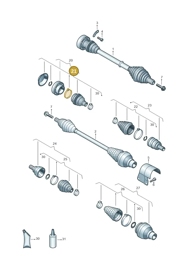 5Q0498201J — Volkswagen Passat estate (2023-) diagram 827407340, position 21