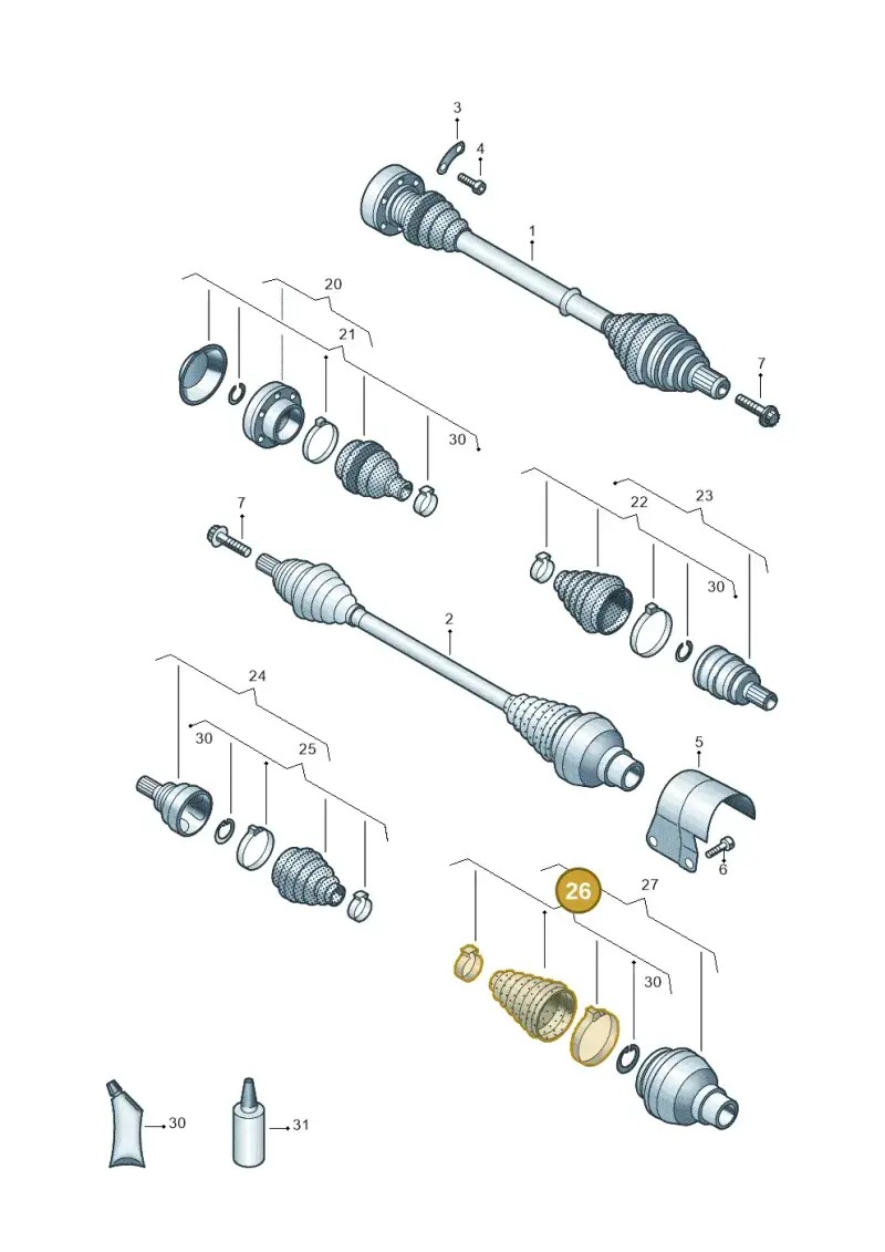 5Q0498202 — Volkswagen Golf 2.0 BlueMotion (2019-2024) diagram 827407340, position 26