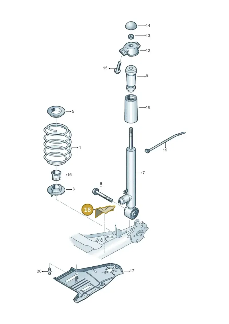 5Q0501561 — Volkswagen Golf 2.0 BlueMotion (2019-2024) diagram 746511000, position 18