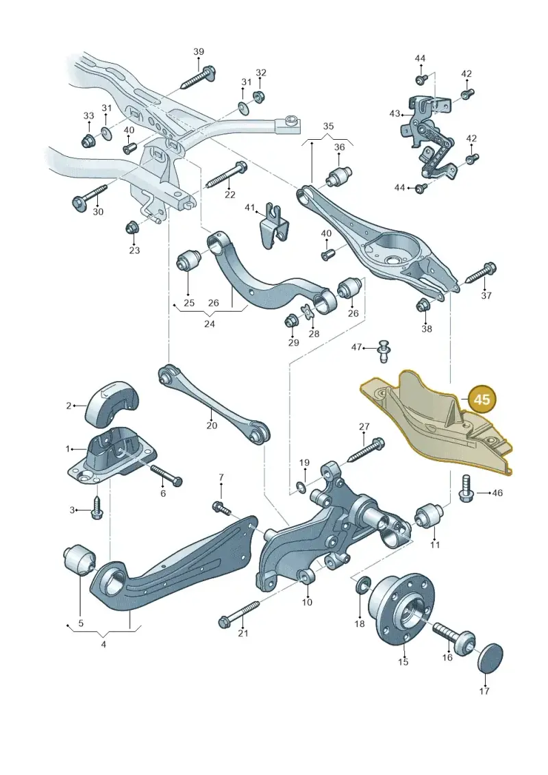5Q0511534A — Volkswagen Golf 2.0 BlueMotion (2019-2024) diagram 5h0505050, position 45