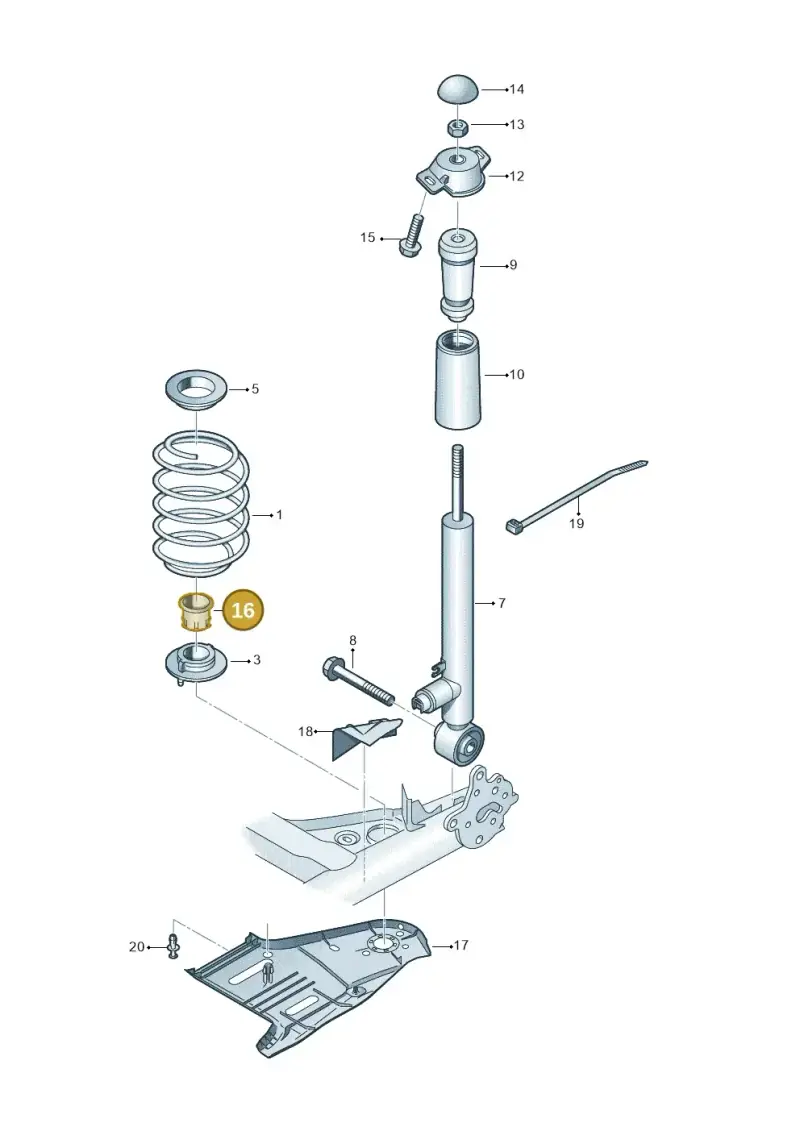 5Q0525691D — Volkswagen Golf 2.0 BlueMotion (2019-2024) diagram 746511000, position 16