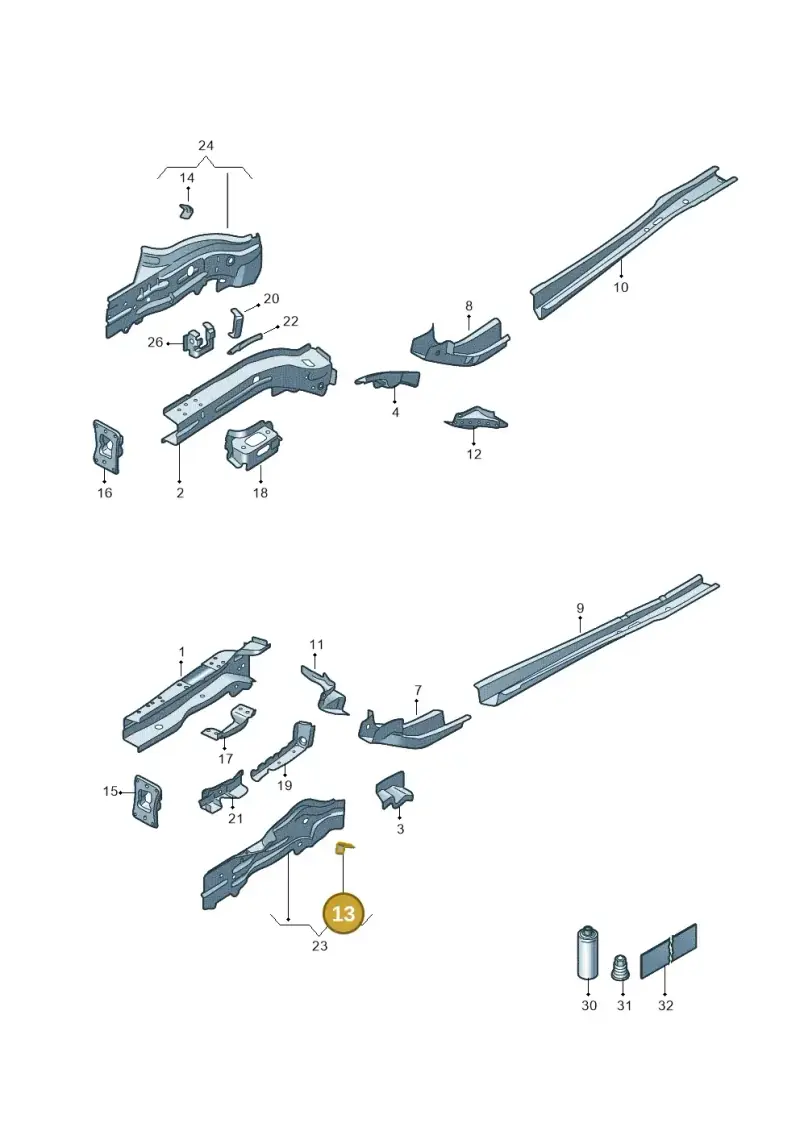 5Q0611845B — Volkswagen Golf 2.0 BlueMotion (2019-2024) diagram 5h0803000, position 13