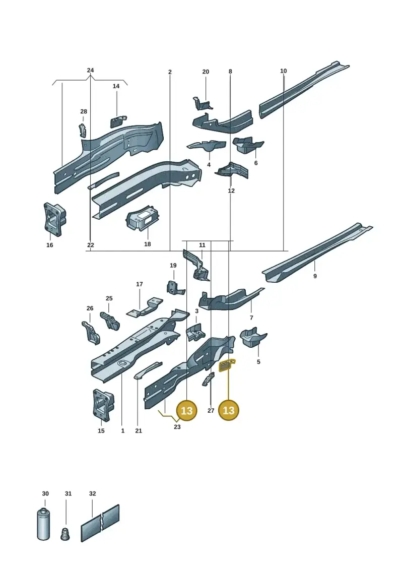 5Q0611845C — Volkswagen Caddy Maxi Kombi (2020-2024) diagram 2ka803000, position 13