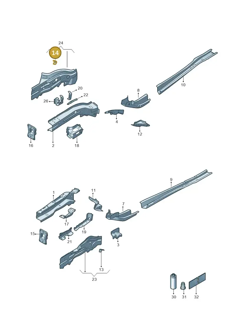 5Q0611846C — Volkswagen Golf 1.5 (2020-) diagram 5h0803000, position 14