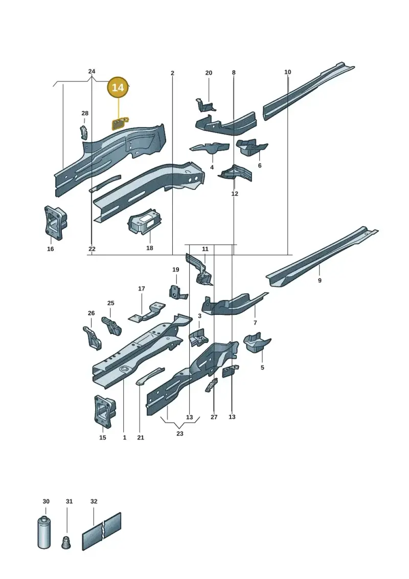 5Q0611846C — Volkswagen Caddy Maxi Kombi (2020-2024) diagram 2ka803000, position 14