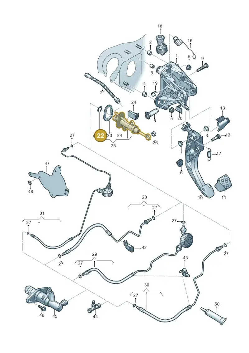 5Q0721095 — Volkswagen Golf 2.0 BlueMotion (2019-2024) diagram 746721250, position 22