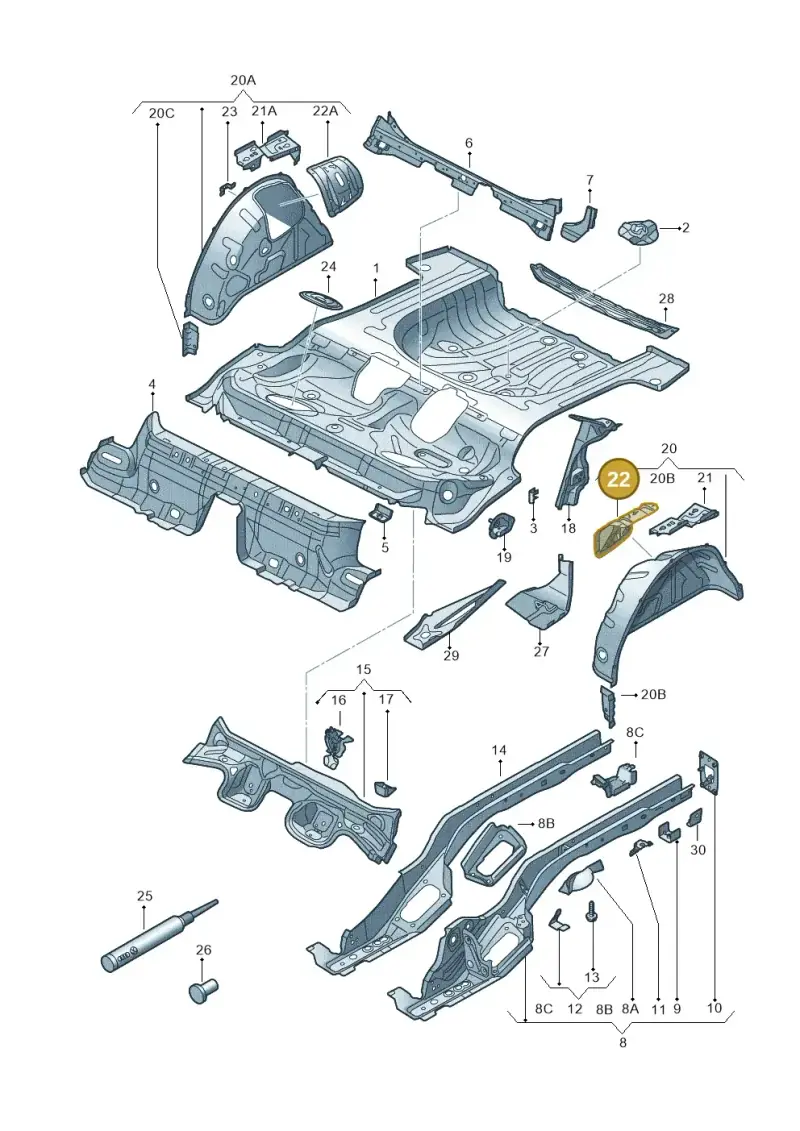 5Q0802191 — Volkswagen Golf 2.0 (2016-2020) diagram 745803100, position 22