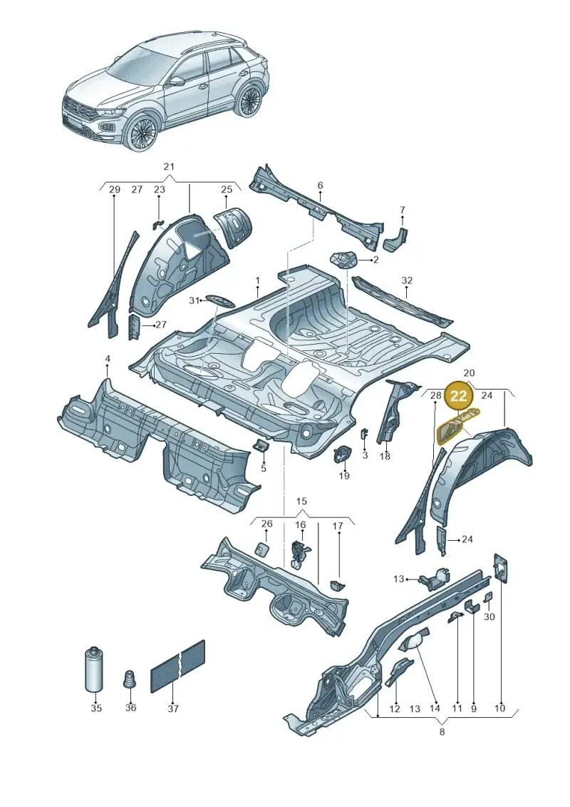 5Q0802191 — Volkswagen T-Roc BlueMotion (2017-2024) diagram 813803100, position 22