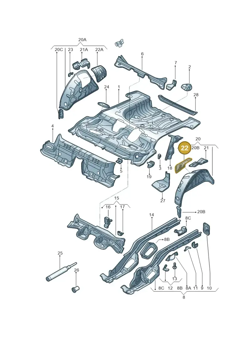 5Q0802191 — Volkswagen Golf 1.6 (2015-2019) diagram 867803100, position 22