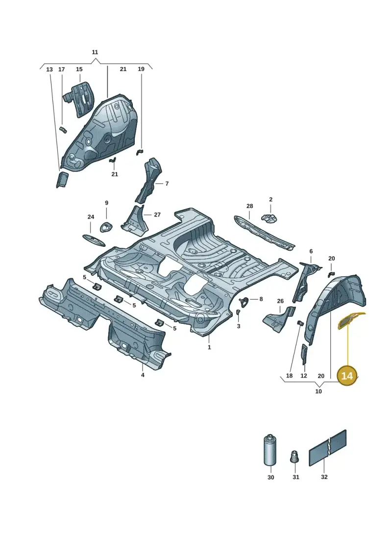 5Q0802191 — Volkswagen Golf 2.0 BlueMotion (2019-2024) diagram 5h0803015, position 14