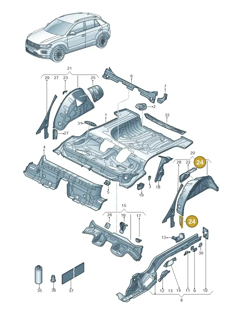 5Q0802397 — Volkswagen T-Roc BlueMotion (2017-2024) diagram 813803100, position 24