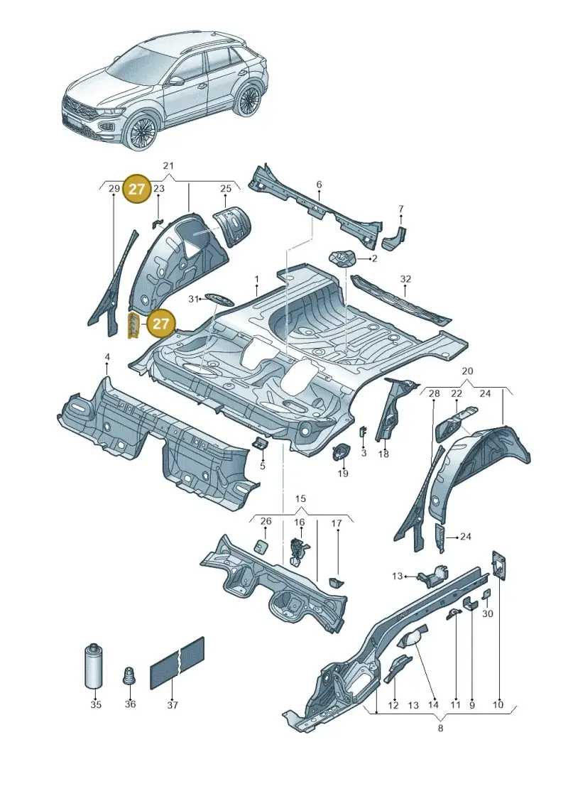 5Q0802398 — Volkswagen T-Roc BlueMotion (2017-2024) diagram 813803100, position 27
