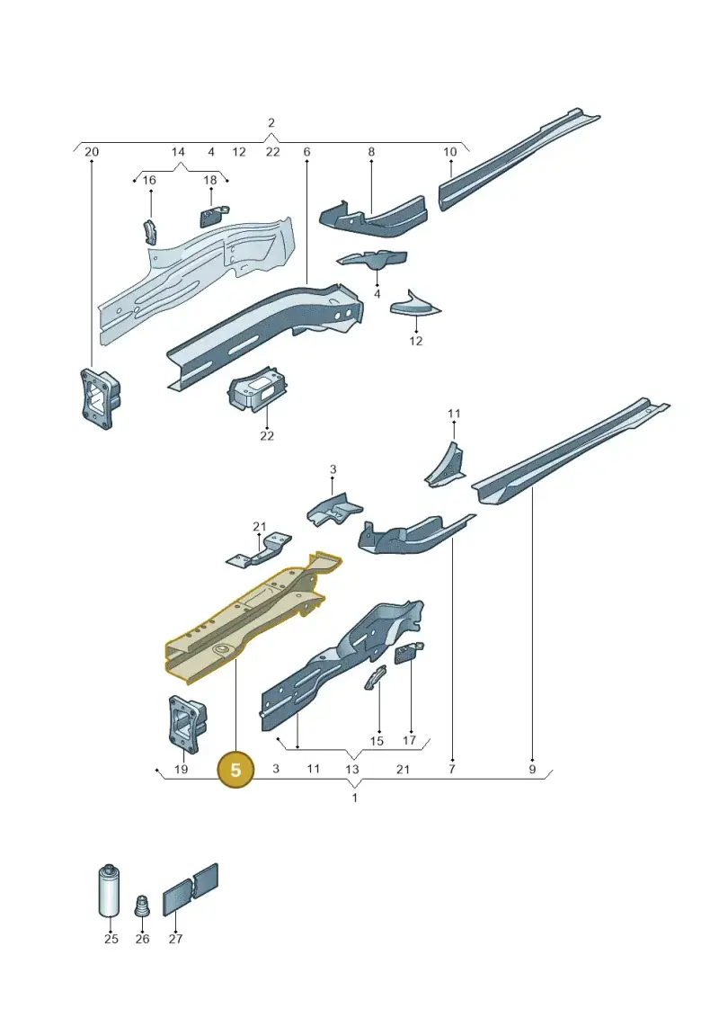 5Q0803105 — Volkswagen Golf 2.0 (2016-2020) diagram 827803000, position 5