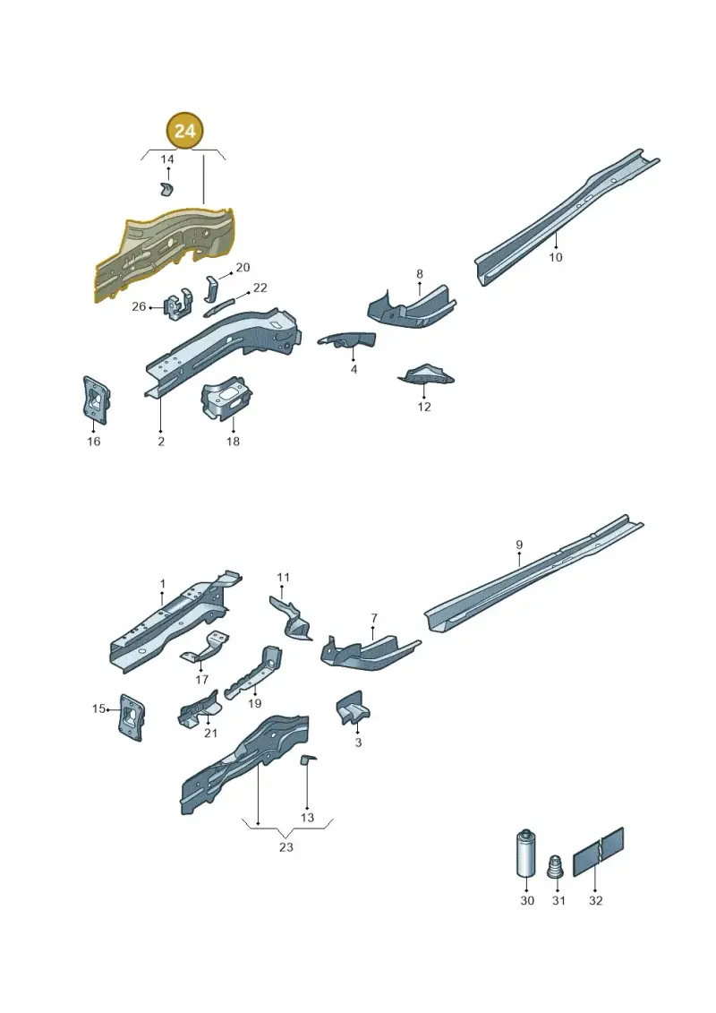 5Q0803108A — Volkswagen Golf 2.0 BlueMotion (2019-2024) diagram 5h0803000, position 24
