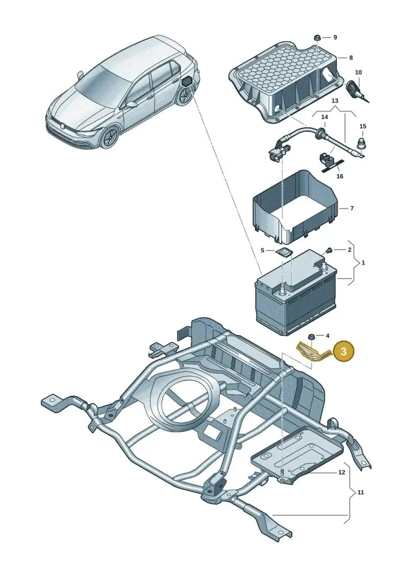 5Q0803123B — Volkswagen Golf 2.0 BlueMotion (2019-2024) diagram 5h0915030, position 3