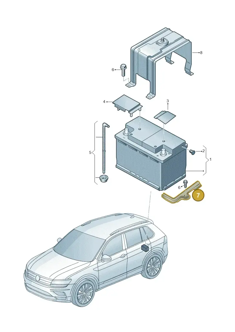 5Q0803123B — Volkswagen Tiguan 2.0 4Motion (2017-2024) diagram 884915100, position 7