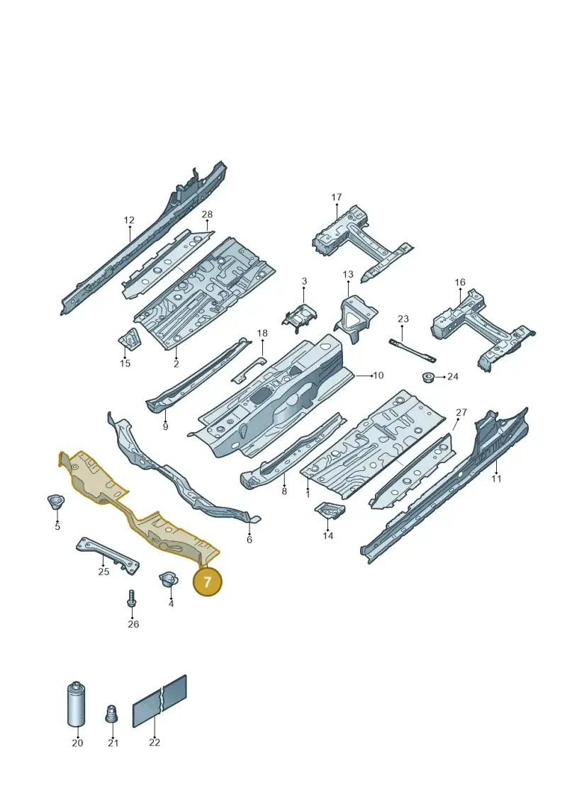 5Q0803144 — Volkswagen T-Roc convertible 1.5 (2019-2024) diagram 2gk803005, position 7