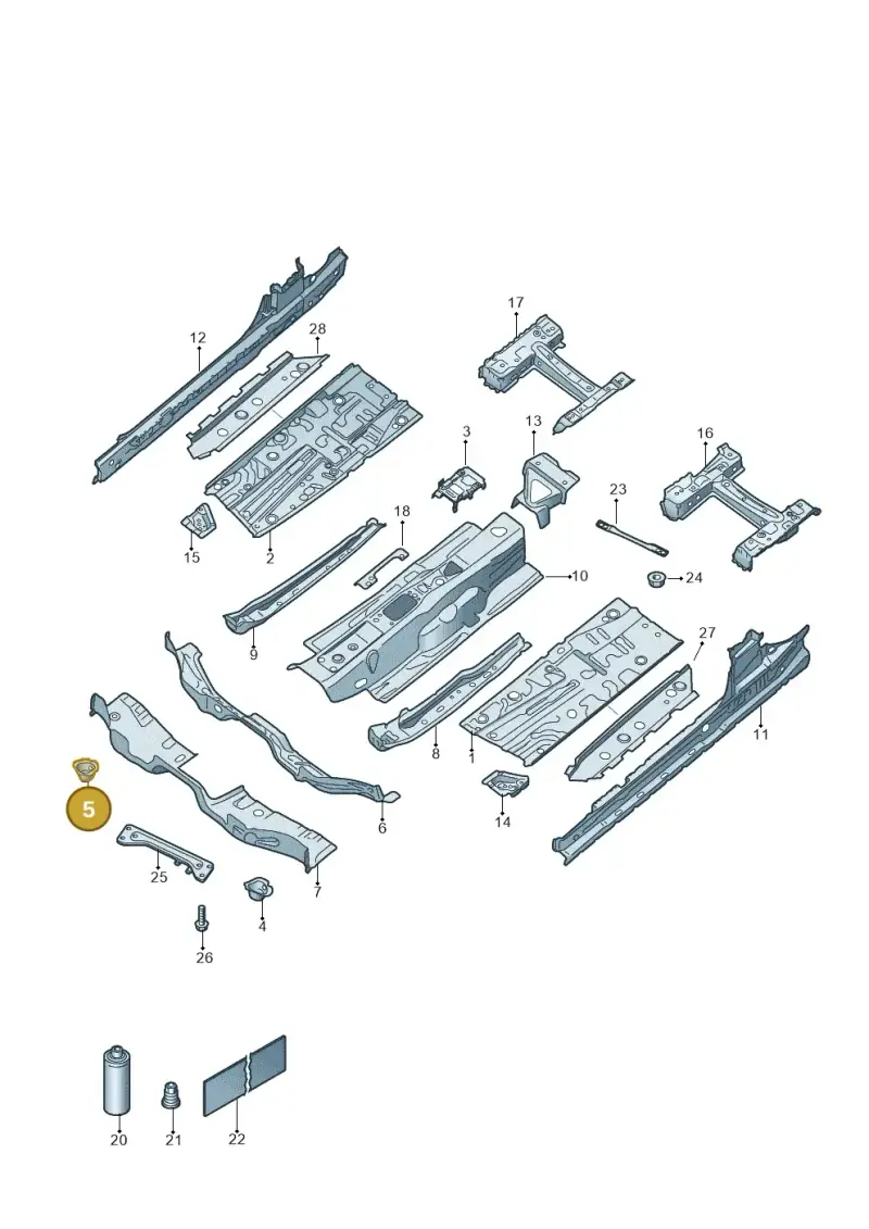 5Q0803216 — Volkswagen T-Roc convertible 1.5 (2019-2024) diagram 2gk803005, position 5