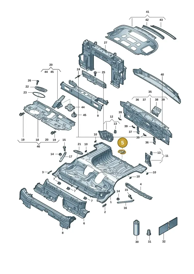 5Q0803274B — Volkswagen T-Roc convertible 1.5 (2019-2024) diagram 2gk803020, position 5