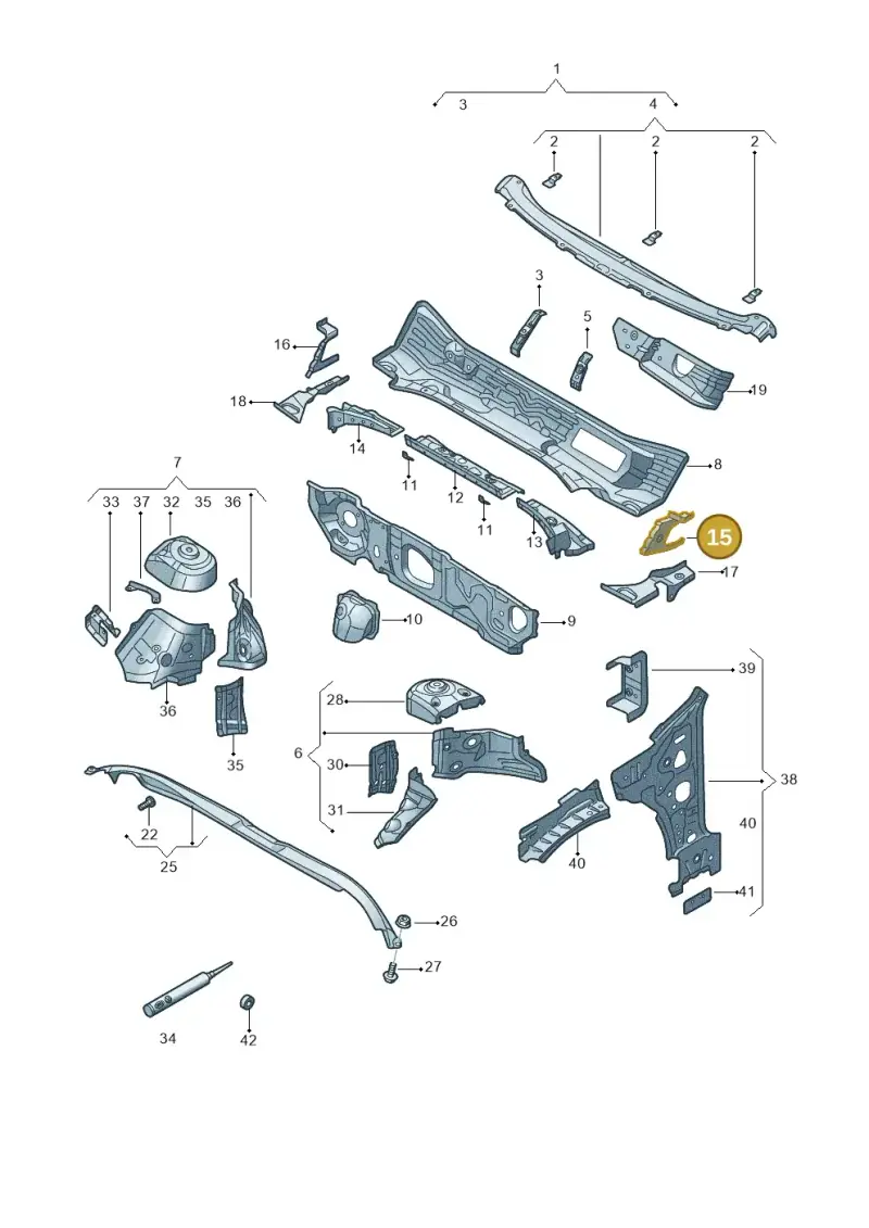 5Q0803343 — Volkswagen Passat estate (2023-) diagram 3j0805200, position 15
