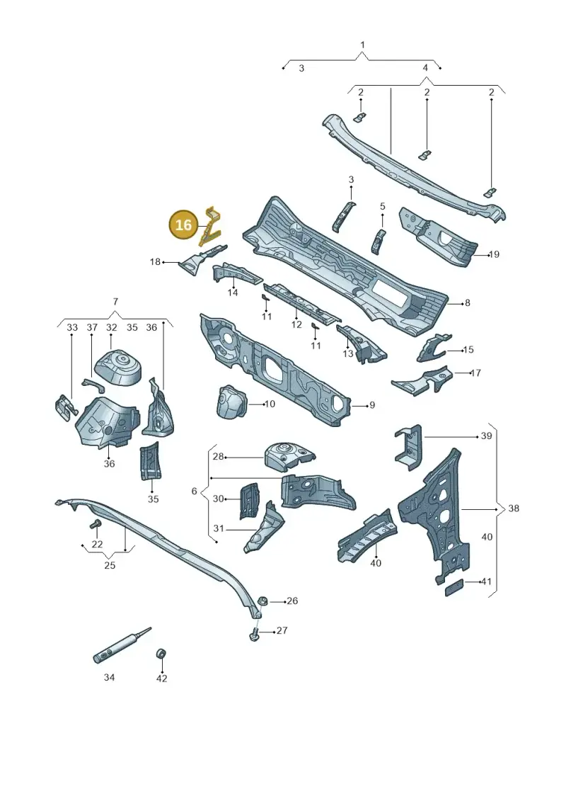 5Q0803344 — Volkswagen Passat estate (2023-) diagram 3j0805200, position 16