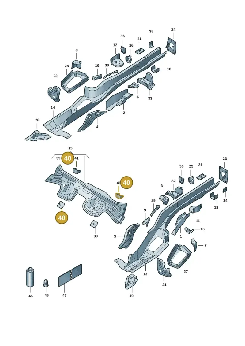 5Q0803622B — Volkswagen T-Roc convertible 1.5 (2019-2024) diagram 2gk803025, position 40