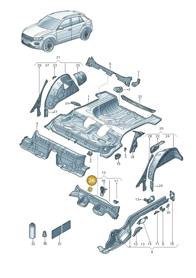 5Q0803622B — Volkswagen T-Roc BlueMotion (2017-2024) diagram 813803100, position 26