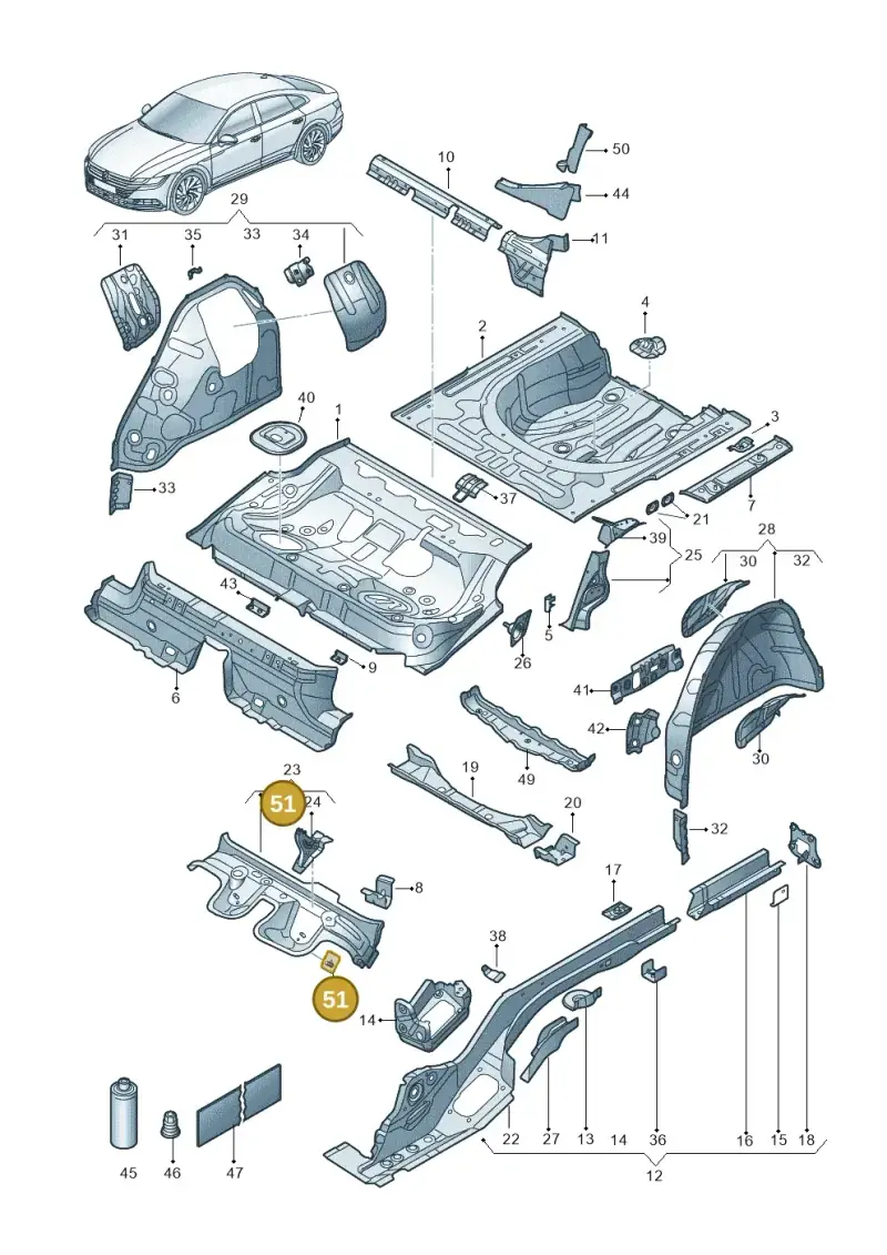 5Q0803622B — Volkswagen Arteon (2017-2023) diagram 828803200, position 51