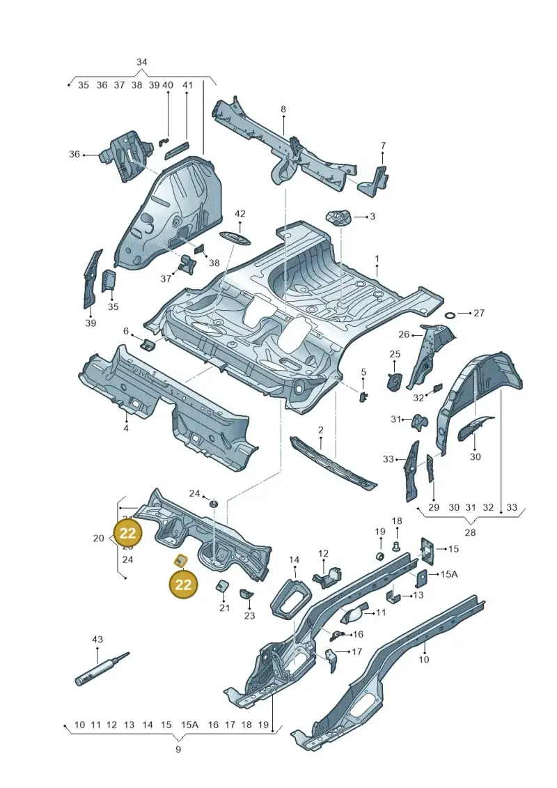 5Q0803622G — Volkswagen Taos 1.4 (2021-2023) diagram 893803100, position 22